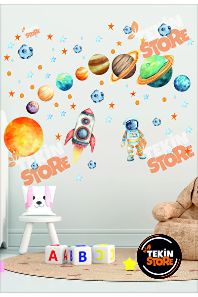 Tekin Store Space Sticker Set with Rocket and Astronaut (Mega Size)