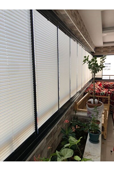BULUT Beyaz Katlanabilir Cam Balkon Plise Perdesi-Ofis Perdesi-Ev Perdesi -Salon Perdesi-Plise Perde