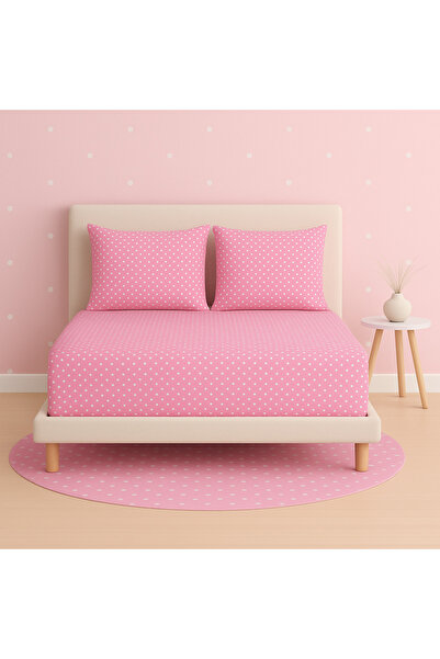 Ezgi Polka Dot Patterned Double Elastic Sheet and 2 Pillowcases