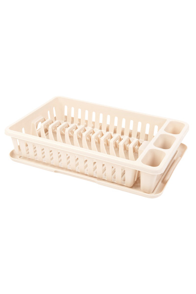 LYOBEST Dish and cutlery drier with tray, rectangular, medium, dimensions 42 x 26 x 9 cm, Cream