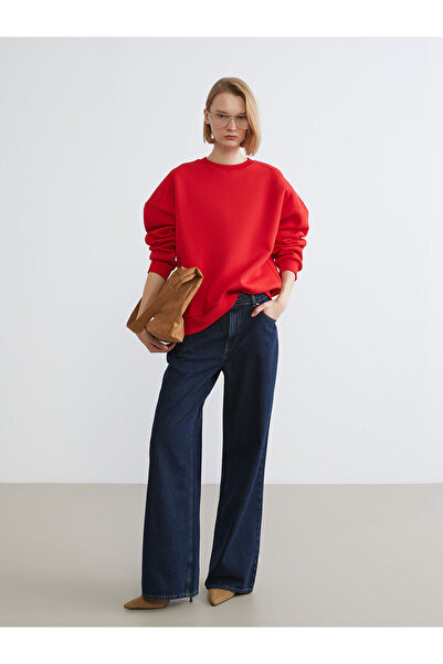 LC Waikiki Özmarka Yeni Sezon Bisiklet Yaka Oversize Kadın Kalın Sweatshirt