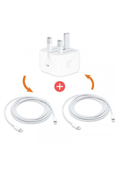 Promass charger package — 2 USB-C to Lightning cables + 20W USB-C wall charger