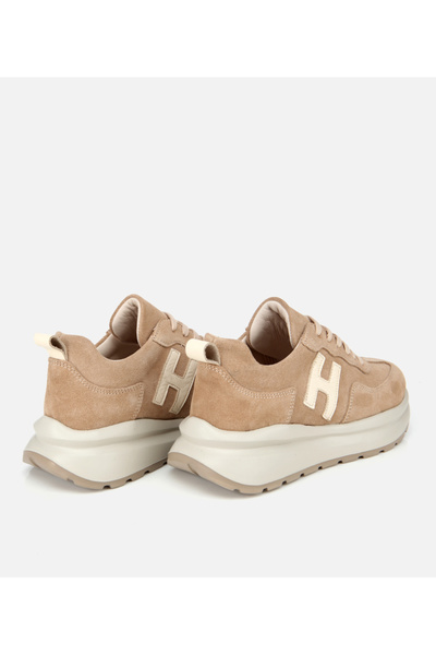 Hotiç Kadın Süet Deri Bej Kalın Tabanlı Comfort Spor Ayakkabı