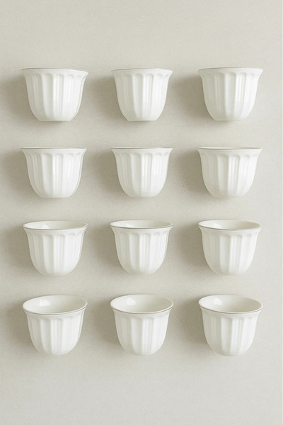 Urbanza طقم فناجين شاي عربي سيراميك أبيض، ١٢ قطعة، بتصميم كلاسيكي أنيق