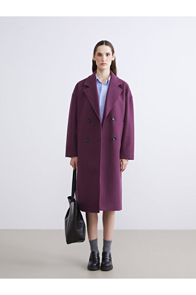 LC Waikiki New Season Double-Breasted Collar Women's Cashmere Coat