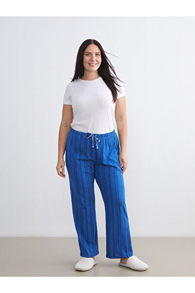 LC Waikiki Mavi Beli Lastikli Çizgili Kadın Pijama Alt