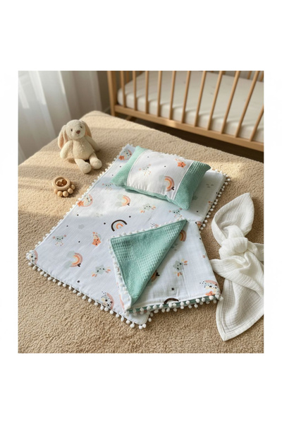 GİZGİYİM طقم فراش للأطفال مع بطانية، وسادة، موسلين، وسادة أطفال، لحديثي الولا...