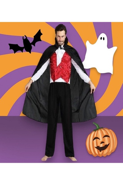 KOSTÜMCE Pelerina de vampir Dracula de Halloween neagră 100 cm