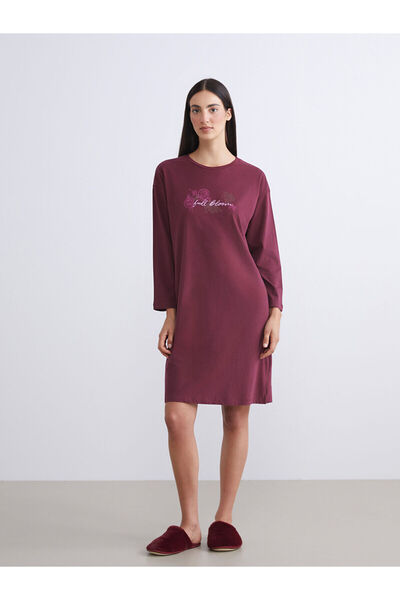 LC Waikiki New Season Petite Crew Neck Printed Women's Nightgown