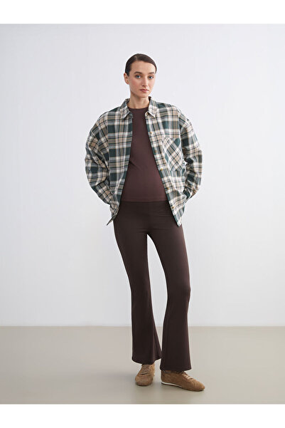 LC Waikiki Kahverengi Karın Panelli İspanyol Paça Hamile Tayt Pantolon