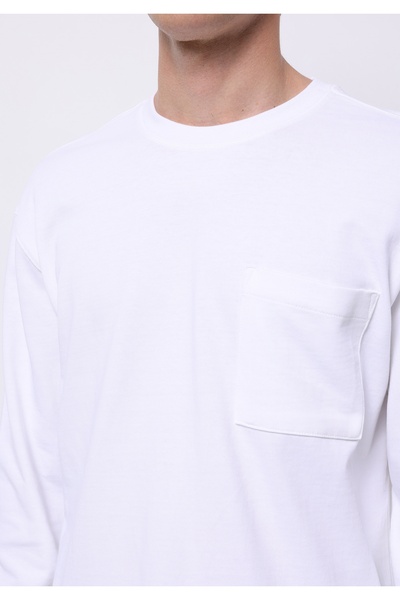 Colin's Comfort Fit Yuvarlak Yaka Düz Erkek Beyaz Uzun Kol Tişört