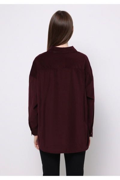 Colin's Relax Fit Shirt Neck Plain Women's Burgundy Long Sleeve Shirt