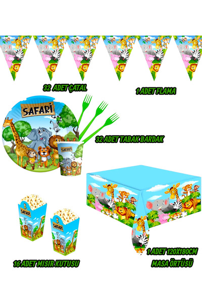 Evabrite Safari Themed Birthday Party Set for 32 People - Safari Concept Party Decoration