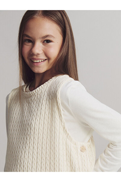 LC Waikiki Lcw Kids Crew Neck Girls' T-Shirt and Sweater 2-Pack