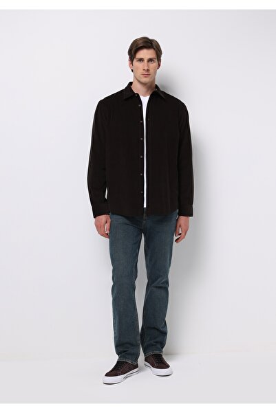 Colin's Regular Fit Shirt Neck Düz Erkek Kahverengi Uzun Kol Gömlek