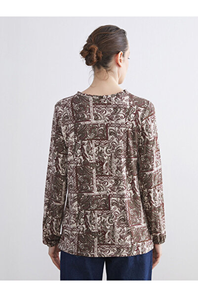 LC Waikiki Karişik Bağlamalı Yaka Desenli Bluz