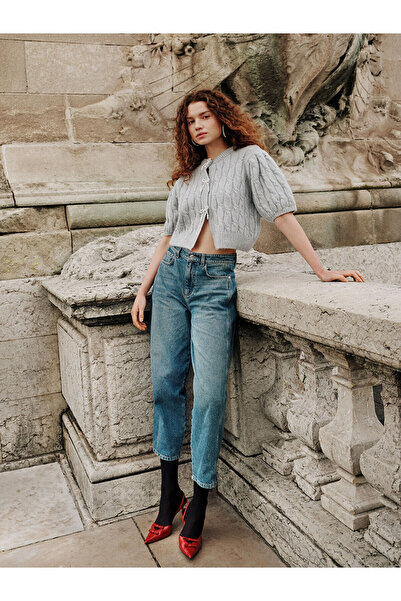 LC Waikiki Women's Knitwear Cardigan - Crew Neck, Self Patterned