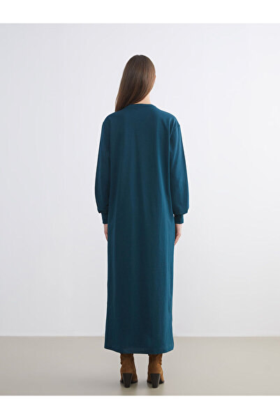 LC Waikiki Lcw Modest Petrol Crew Neck Sweatshirt Dress