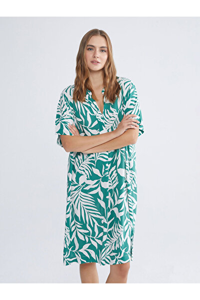 LC Waikiki Green Collar Patterned Women's Dress