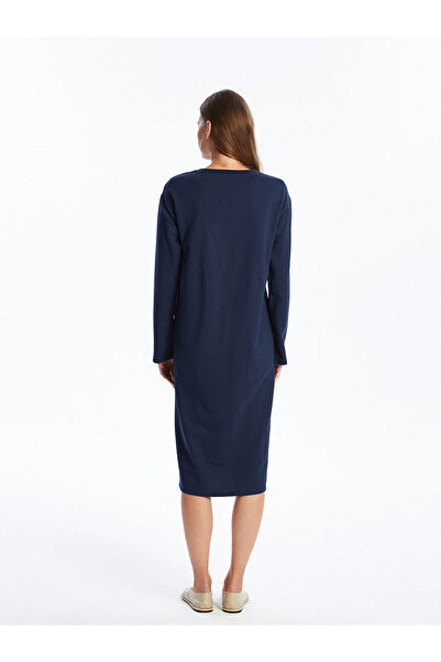 LC Waikiki LCW Comfort - Синя сукня з велосипедним коміром для жінок