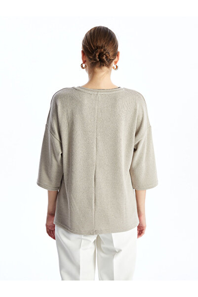 LC Waikiki Gray Crew Neck Oversize Women's T-Shirt