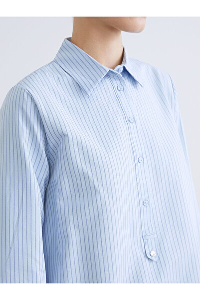 LC Waikiki Γυναικείο τουνίκ με ριγέ ποπλίνα με γιακά πουκάμισου