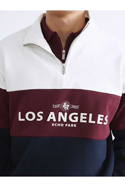 LC Waikiki Peak New Season Stand Collar Color Block Men's Sweatshirt