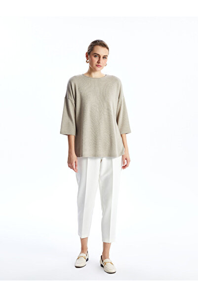 LC Waikiki Gray Crew Neck Oversize Women's T-Shirt