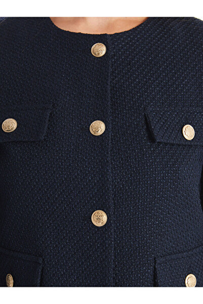 LC Waikiki Дамско яке от туид - кръгло деколте, текстурирано