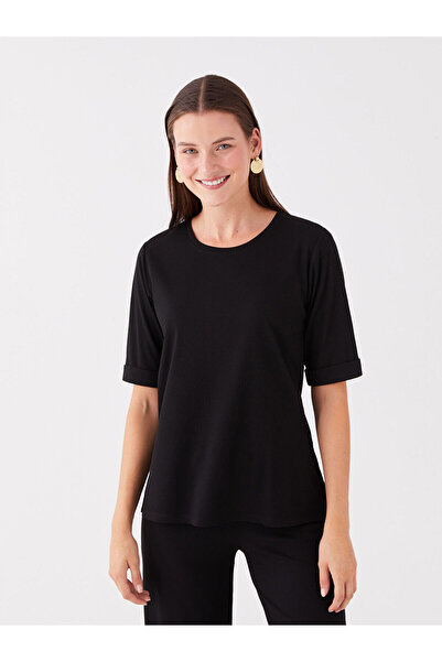 LC Waikiki Γυναικείο μπλουζάκι με μονόχρωμο κοντομάνικο Crew Neck