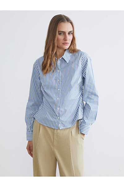 LC Waikiki Çizgili Büzgülü Kadın Gömlek