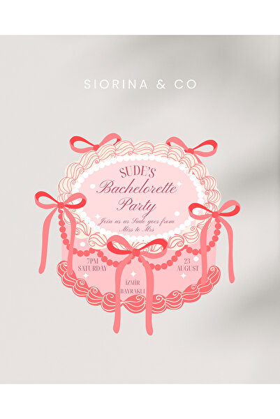 Siorina Co & Event Bachelorette Bride Birthday Card Davetiye Pasta Kurdele Ma...