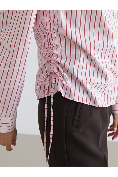 LC Waikiki Özmarka Yeni Sezon Çizgili Büzgülü Kadın Gömlek