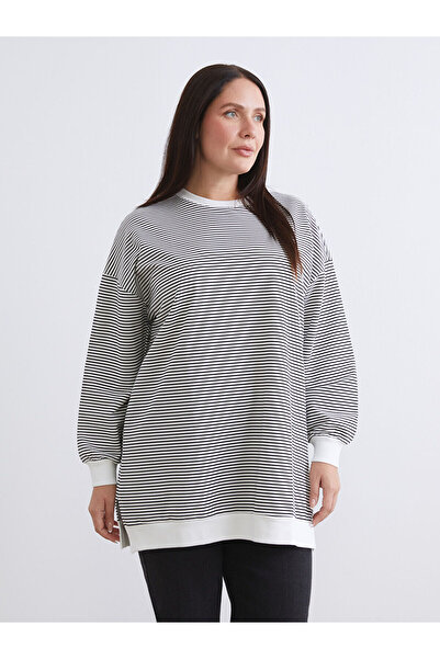 LC Waikiki Vizyon New Season Plus Size Striped Women's Sweatshirt Tunic
