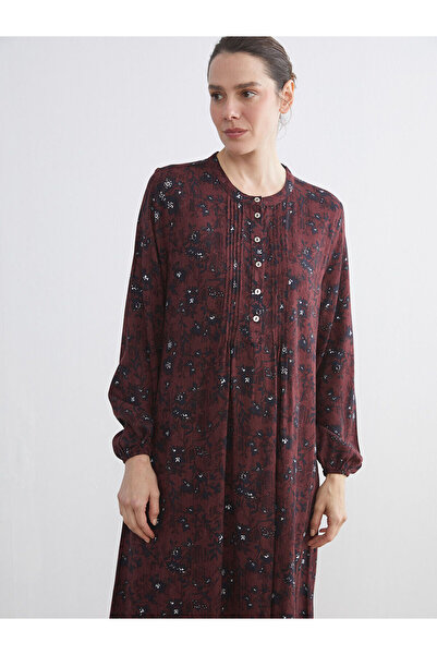 LC Waikiki Lcw Grace Red Ruffled Neckline Patterned A-Line Dress