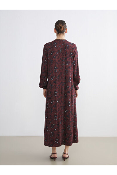 LC Waikiki Lcw Grace Red Ruffled Neckline Patterned A-Line Dress