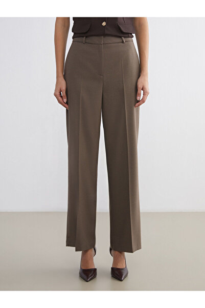 LC Waikiki Lcwaikiki Classicbrown Standard Fit Wide Leg Women's Trousers