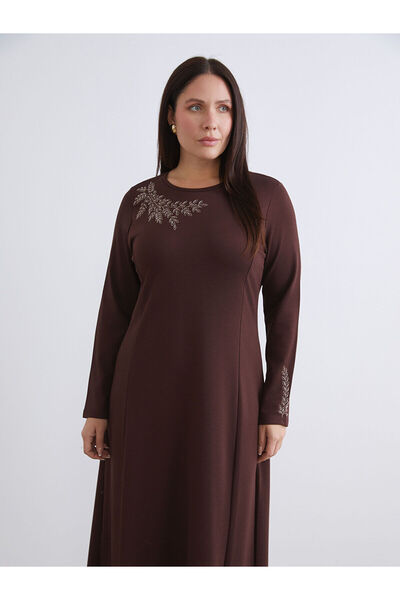 LC Waikiki Bisiklet Yaka A Kesim Çiçek Nakışlı Elbise