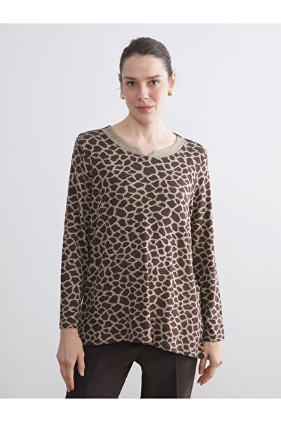 LC Waikiki Özmarka New Season Crew Neck Leopard Patterned Women's T-Shirt