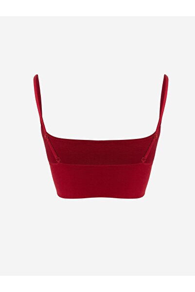 LC Waikiki Burgundy Underwire-Free Bustier with Removable Pads