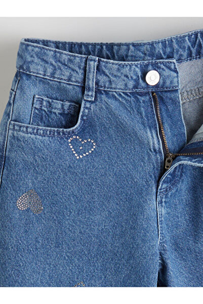 LC Waikiki LCW Kids Wideleg Taşlı Kız Çocuk Jean Pantolon