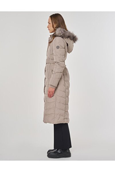 Kayra Faux Fur Goose down Filled Coat Stone