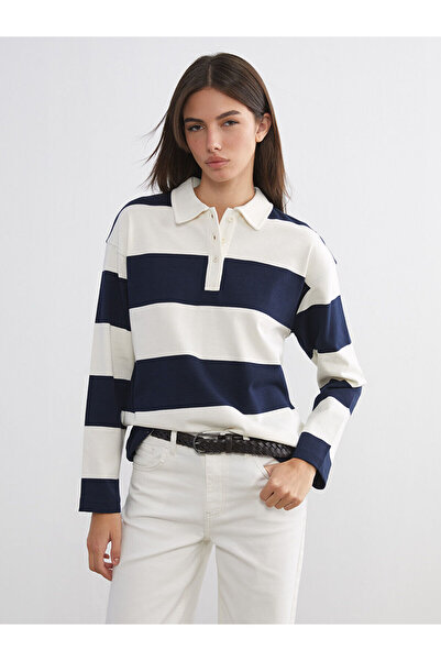 LC Waikiki Γυναικείο μπλουζάκι με ριγέ λαιμόκοψη πόλο