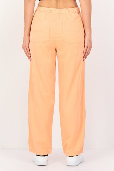 Reiko Women Regular Fit Solid Non Stretchable Wide Leg Pants, Orange