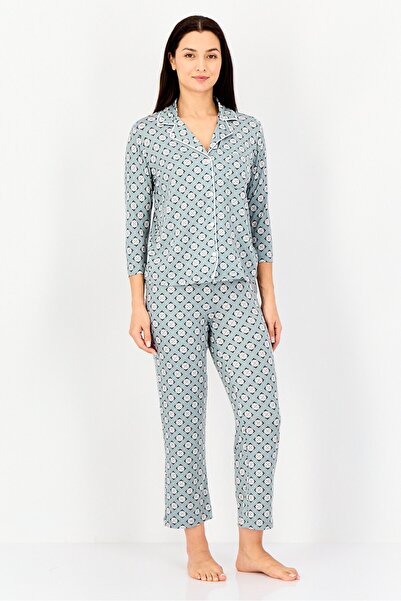 Jones of New York Women 2 Pcs Allover Print Top And Bottom Pyjama Set, Multic...