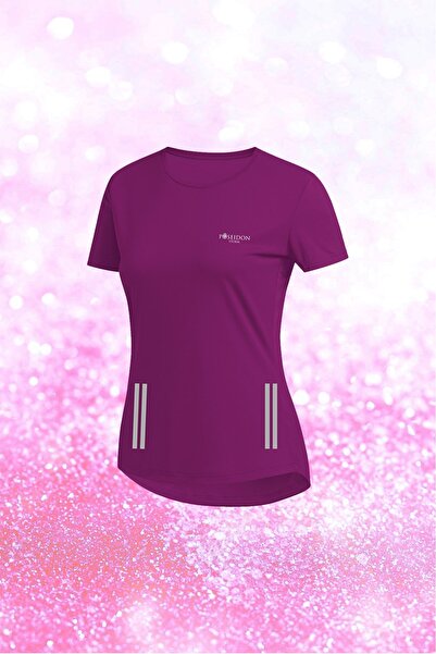 POSEIDON STORM Γυναικείο μωβ μπλουζάκι Dri-Fit με λαιμόκοψη μεγάλου μεγέθους ...