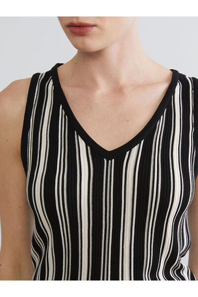 LC Waikiki V-Neck Striped Women's Knitwear Tank Top