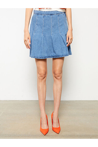 LC Waikiki Fustă Jeans de damă cu pliuri uni