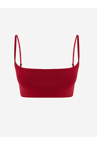 LC Waikiki Burgundy Underwire-Free Bustier with Removable Pads