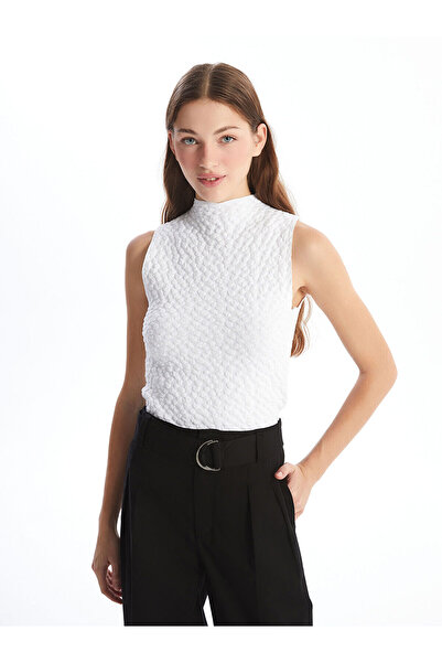 LC Waikiki Ecru Half Turtleneck Self-Patterned Women's Knitwear Sweater